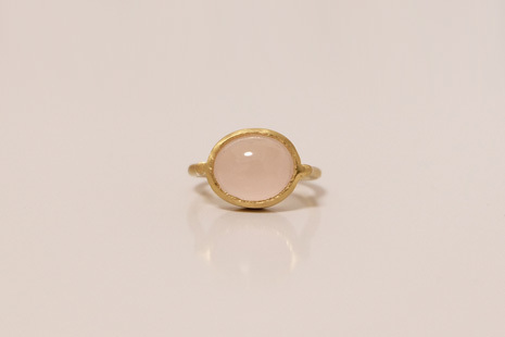 Rose Quartz Bezel Setting Ring